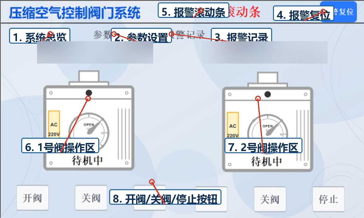 压缩空气阀门控制系统操作界面